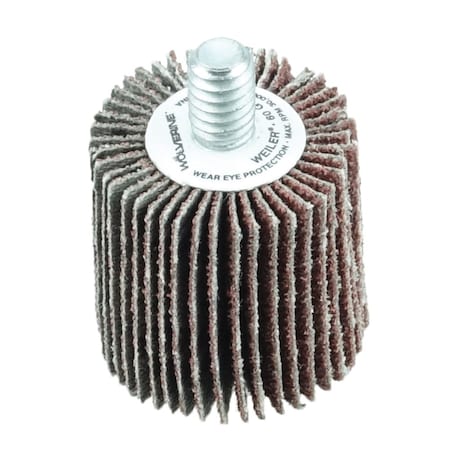 Weiler 1" x 1" x 60AO Coated Abrasive Flap Wheel, 1/4-20 Threaded Stem 30745